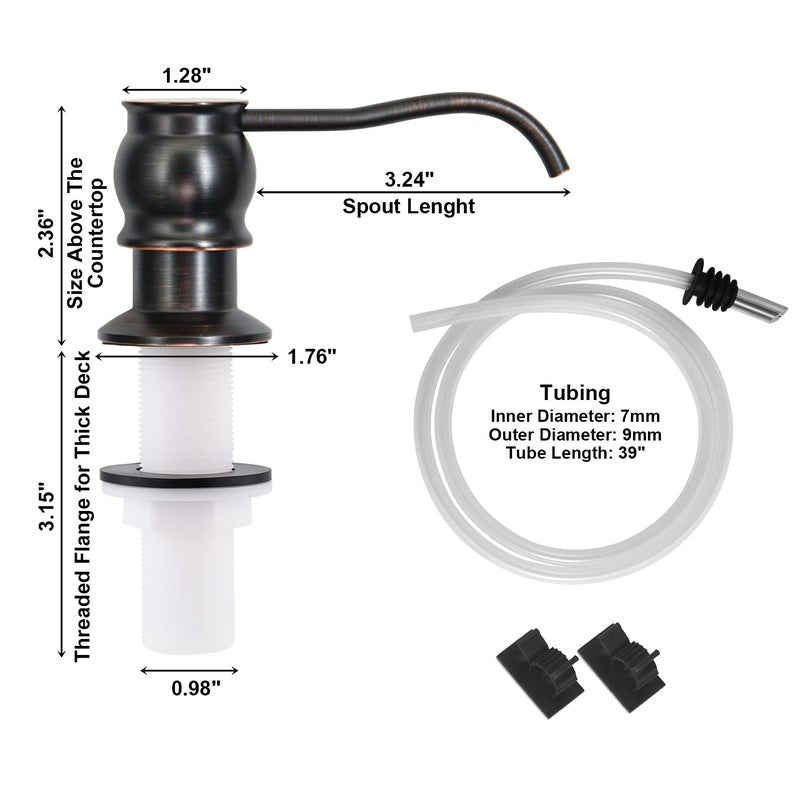 SAMODRA Soap Dispenser for Kitchen Sink, Brass Pump Head Oil-Rubbed Bronze Finish Built in Design with 39â€ Extension Tube Directly to Soap Bottle, No More Messy Refills(No Bottle) - Image 3